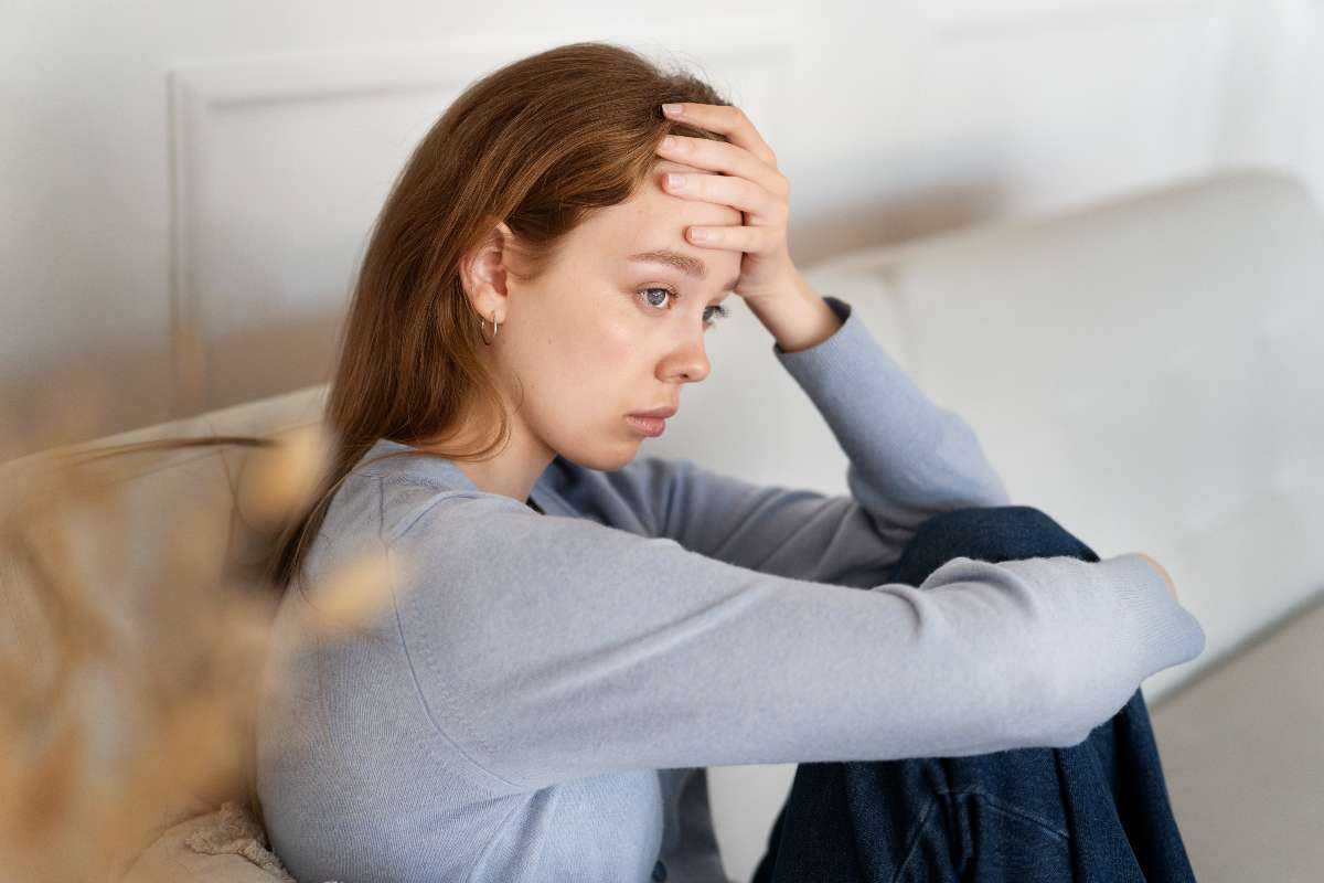 A girl suffering from depression because of stress.